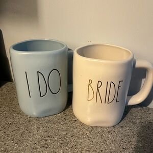 Rae Dunn I DO & BRIDE Mugs - Blue and Cream